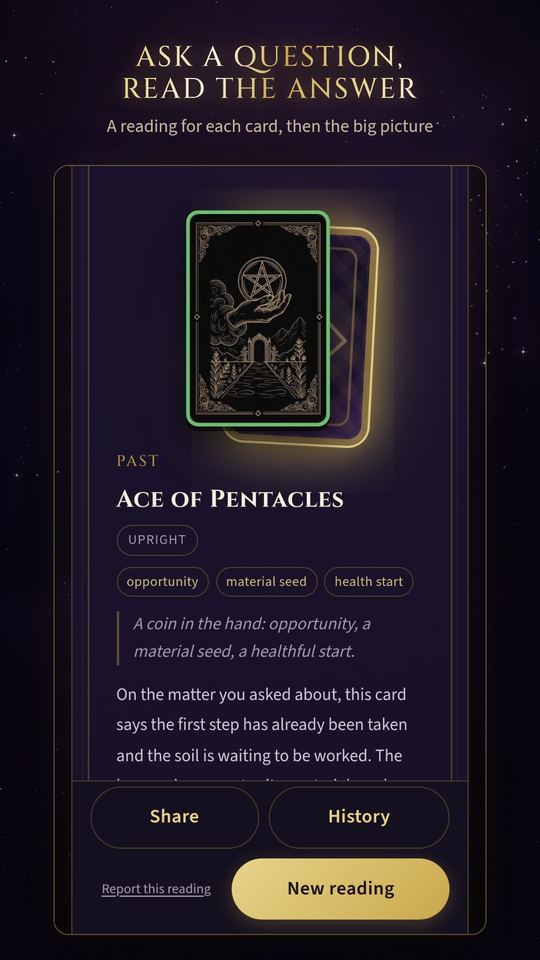 A reading for each card, then the big picture