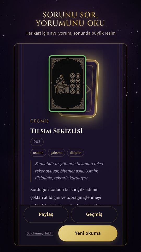 Her kart için bir okuma, sonra büyük resim